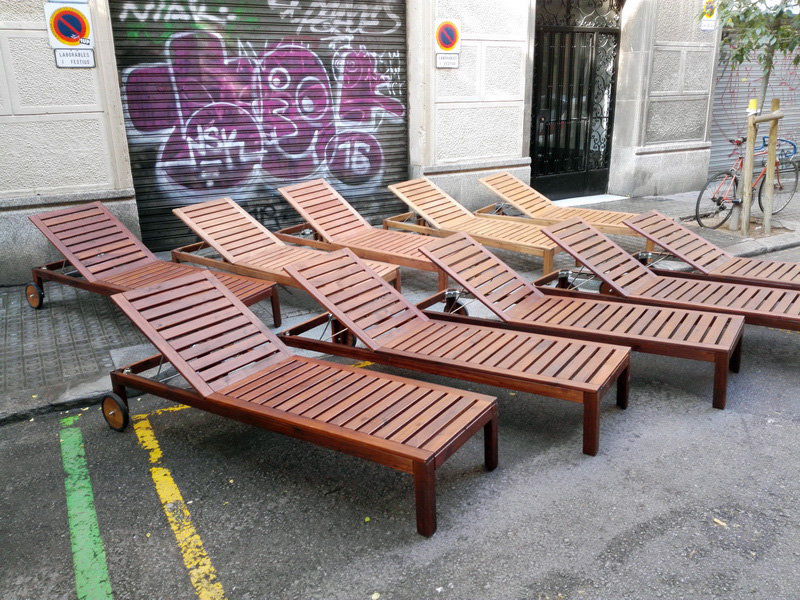 tumbona jardin piscina madera teka 32x60x193 cojin 7x63x188 (40-60eu.) 10u